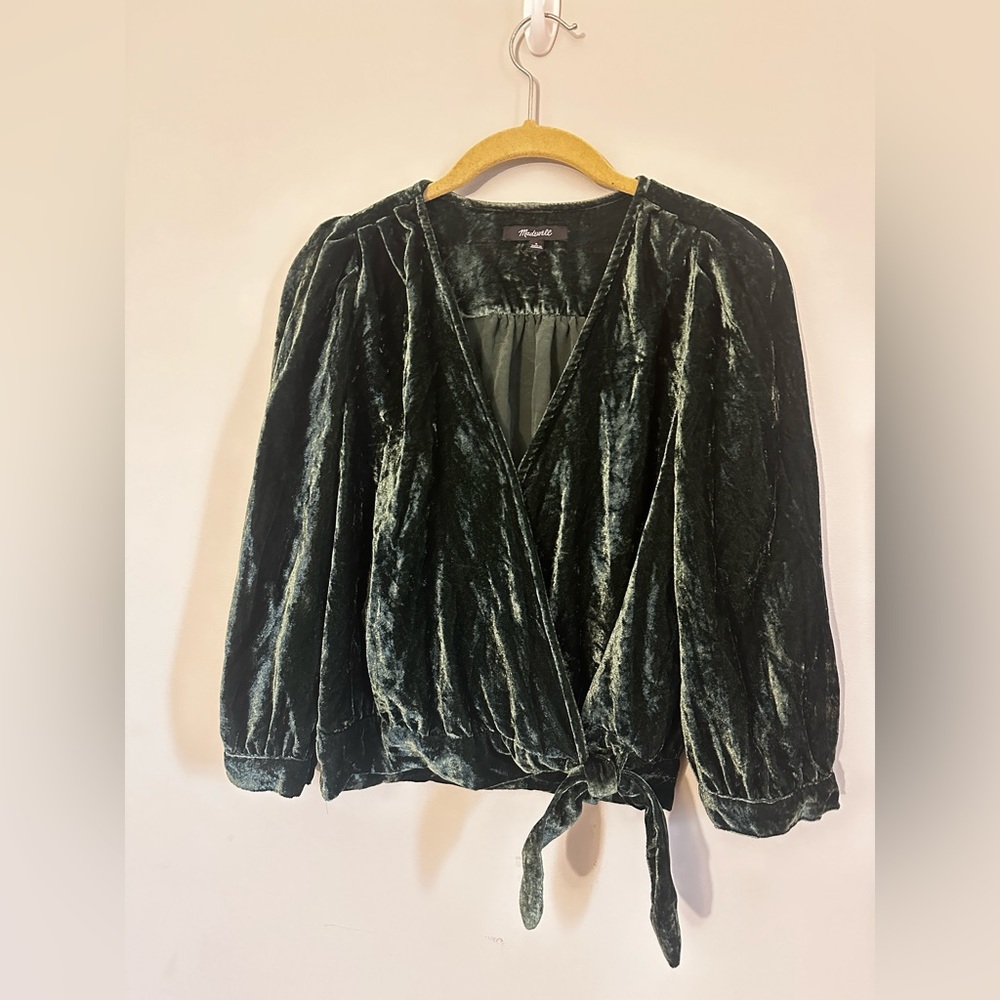 Madewell Velvet Wrap Front Blouse